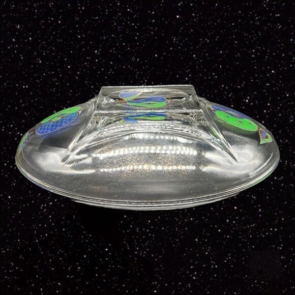 George Briard Forbidden Fruit Oval Glass Tray Gold Flake Vintage 50s Art Glass - Picture 9 of 12